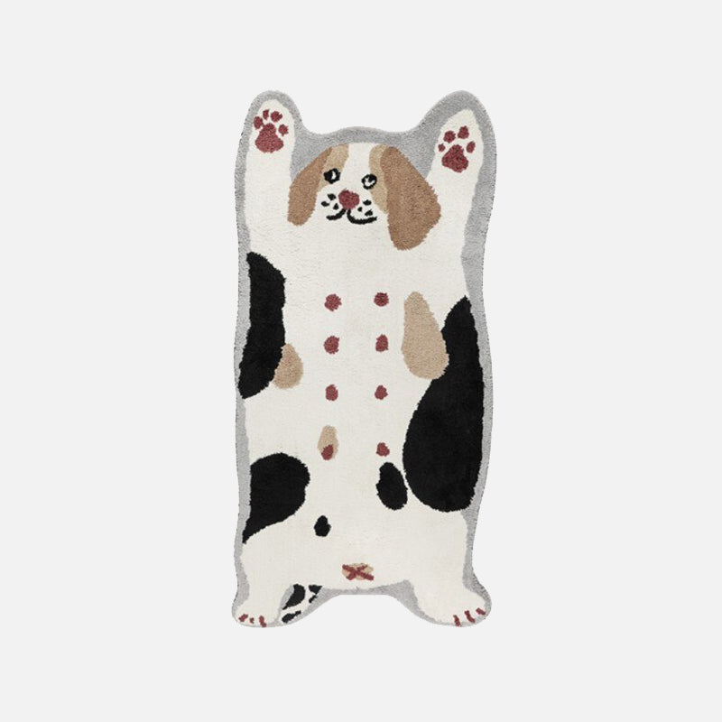 Cats & Dogs Tufted Area Rug Ivory black