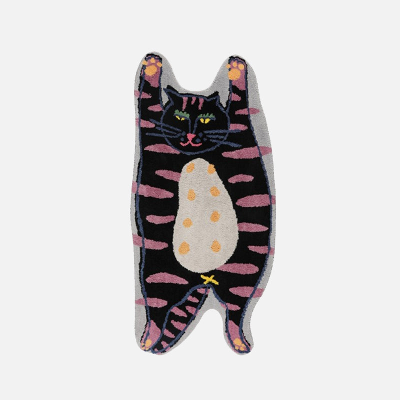 Cats & Dogs Tufted Area Rug Black Pink