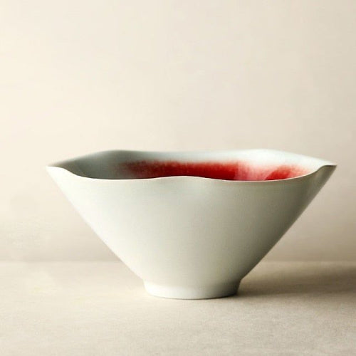 Cayenne Handmade Ceramic Plates & Bowls White Red Bowl