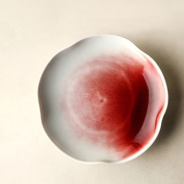 Cayenne Handmade Ceramic Plates & Bowls White Red Small Plate