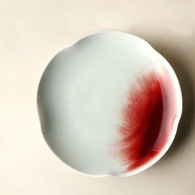 Cayenne Handmade Ceramic Plates & Bowls White Red Large Plate