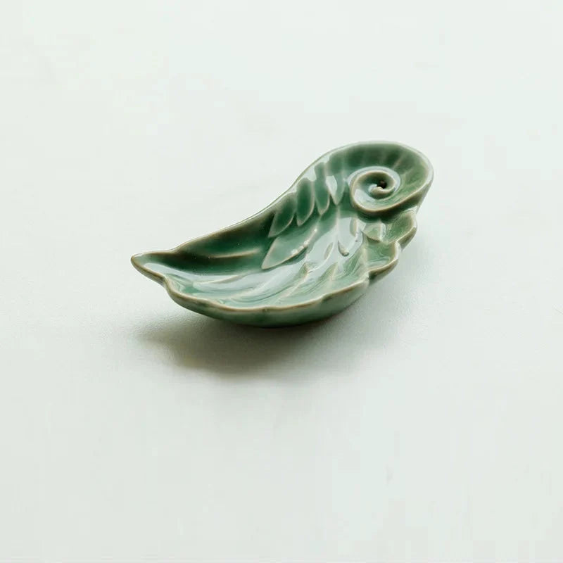 Celadon Ceramic Aromatherapy Incense Holder Feather