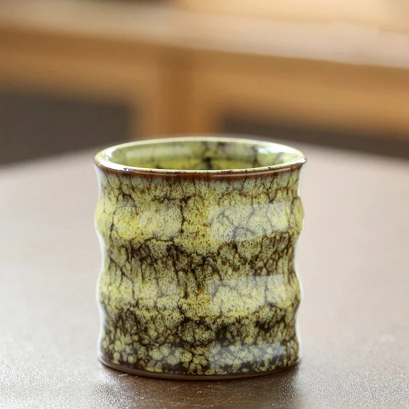 Celestial Glaze Tea Cup Yellow Green