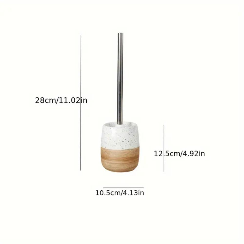 Elegant Bathroom Toilet Brush & Holder Set Ivory Stone