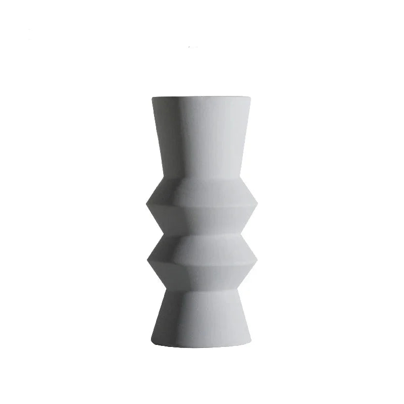 Zara Form Geometric Ceramic Vase Medium Grey