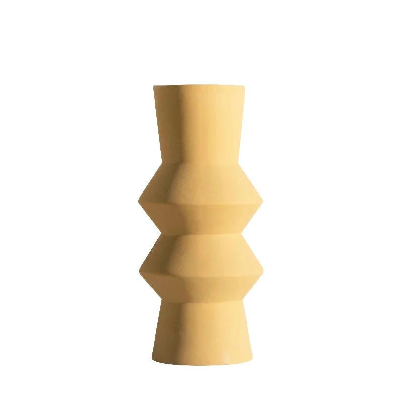 Zara Form Geometric Ceramic Vase Large Yellow