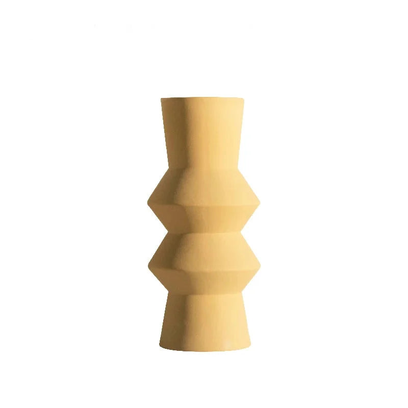 Zara Form Geometric Ceramic Vase Medium Yellow