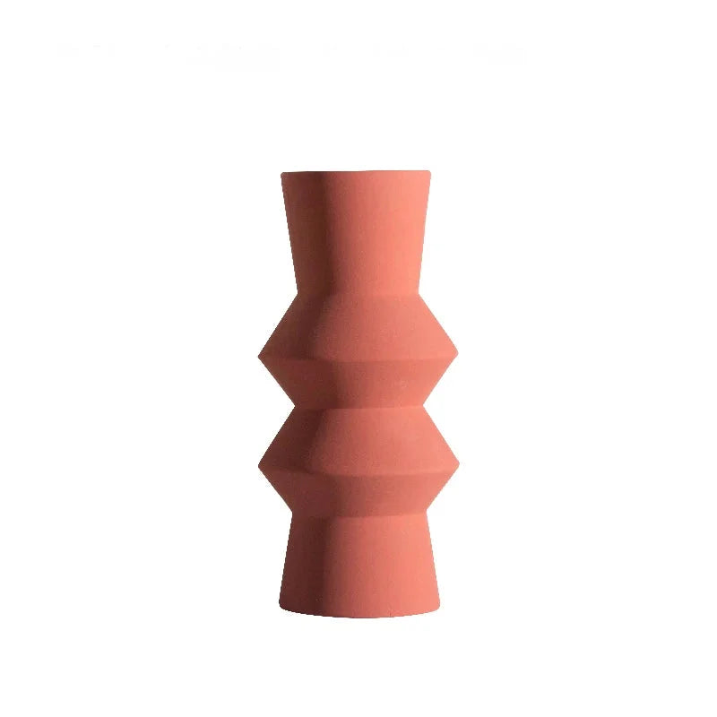 Zara Form Geometric Ceramic Vase Medium Coral