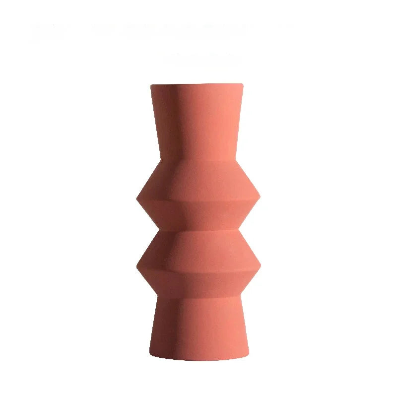 Zara Form Geometric Ceramic Vase Large Coral