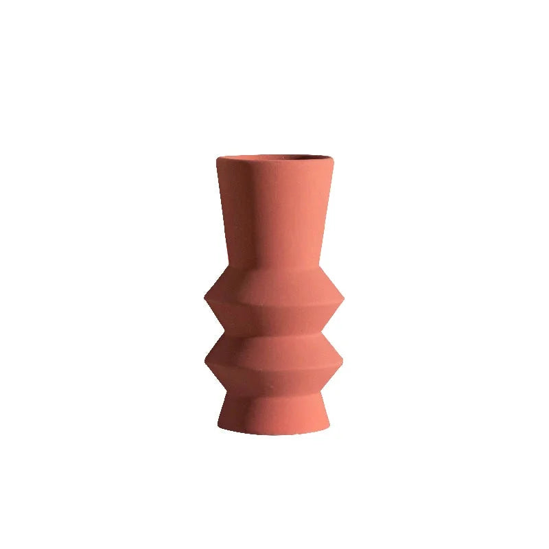 Zara Form Geometric Ceramic Vase Small Coral
