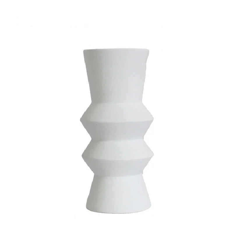 Zara Form Geometric Ceramic Vase Large White