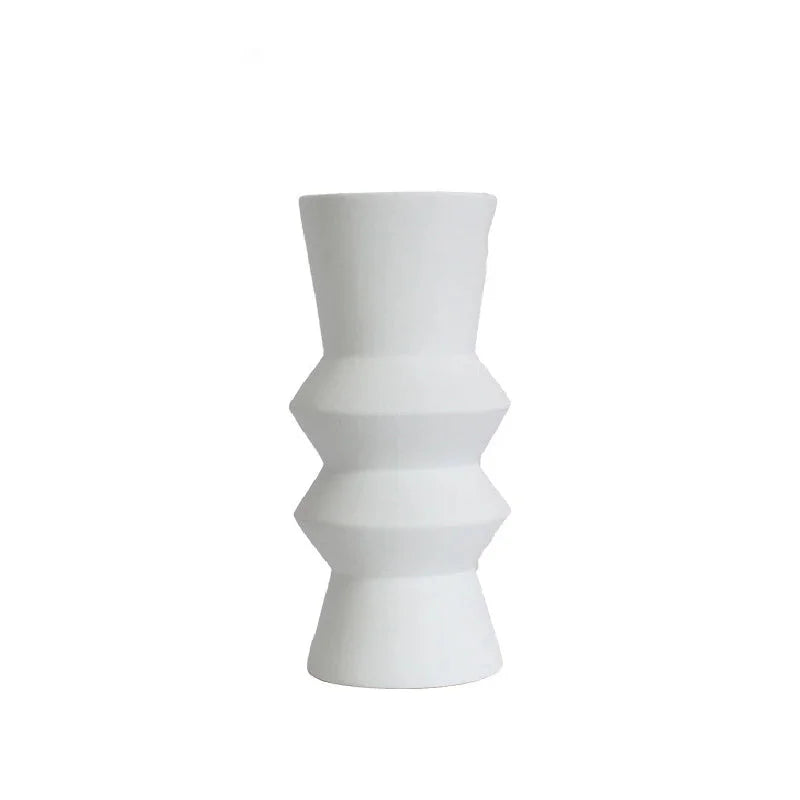 Zara Form Geometric Ceramic Vase Medium White