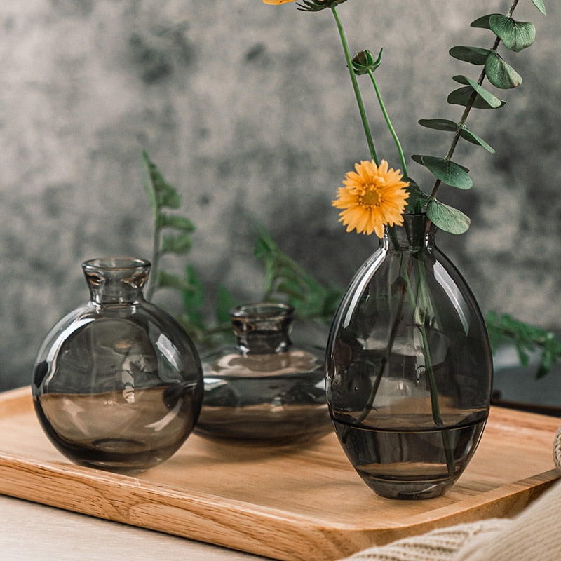 Cezanne Glass Vase Set Smoke
