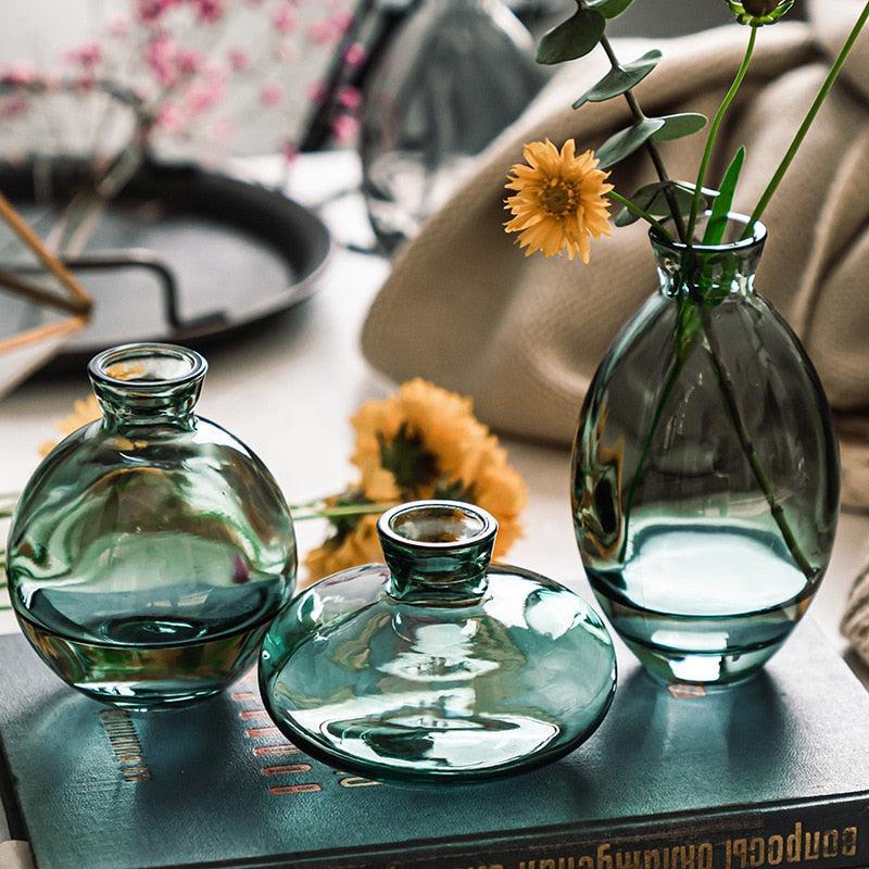 Cezanne Glass Vase Set Emerald
