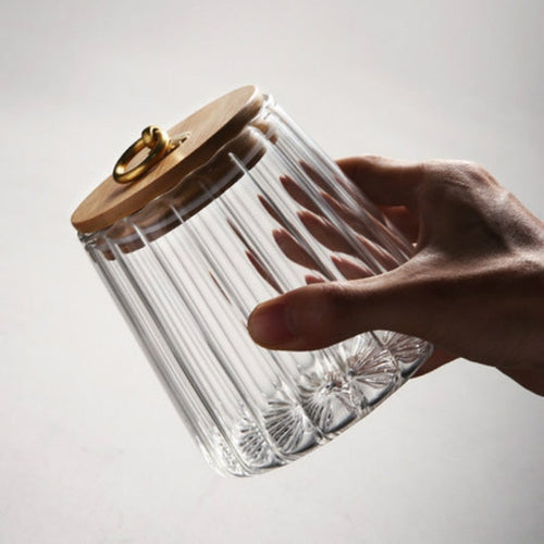 Charm Ripple Glass Storage Jars with Lid Flared