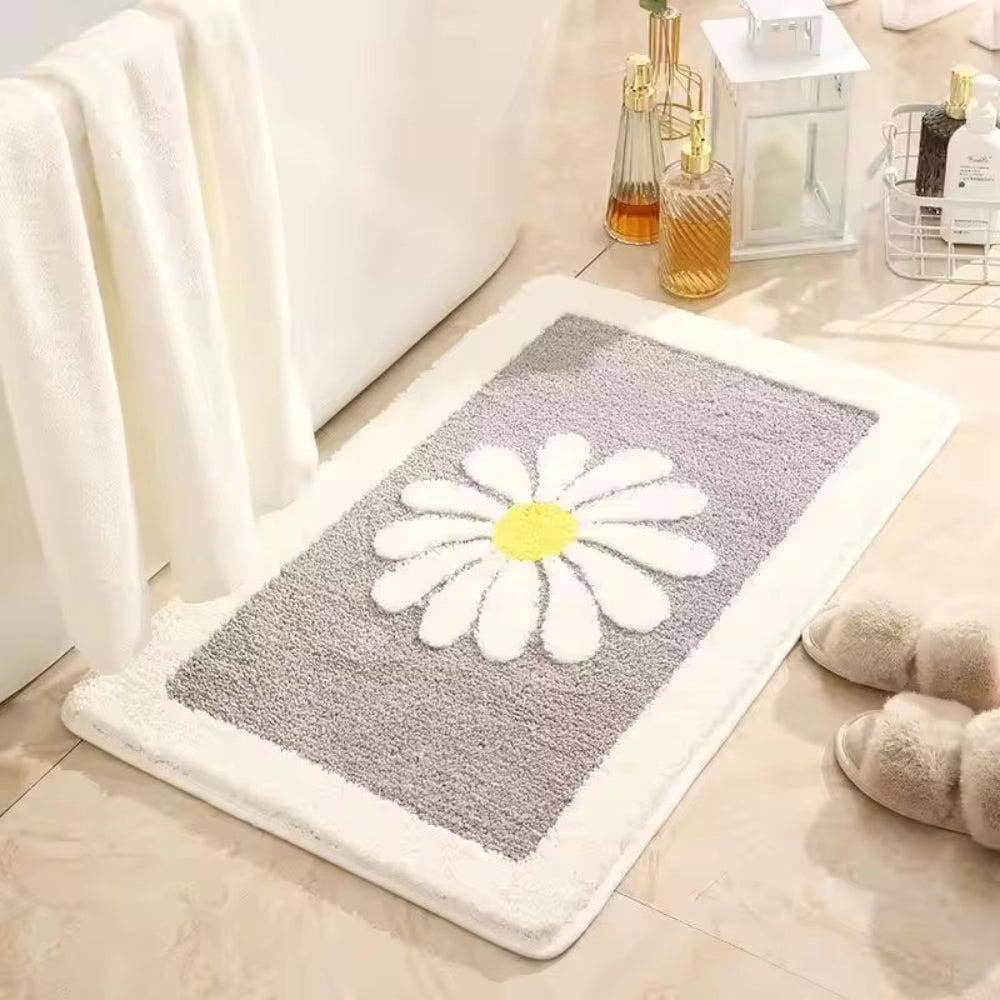 Charming Daisy Bloom Bath Mat Grey Bloom