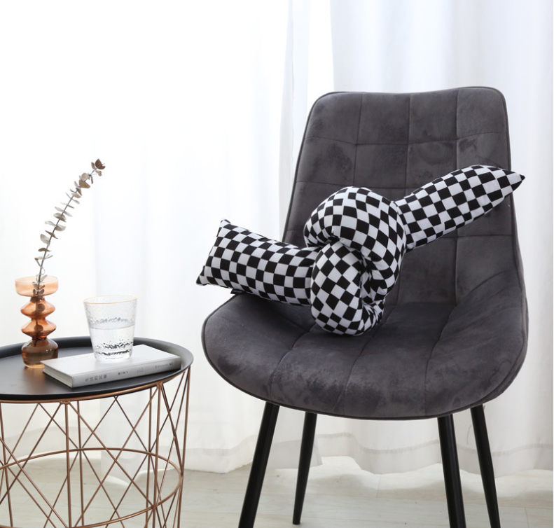 Checked Oversized Knot Pillow