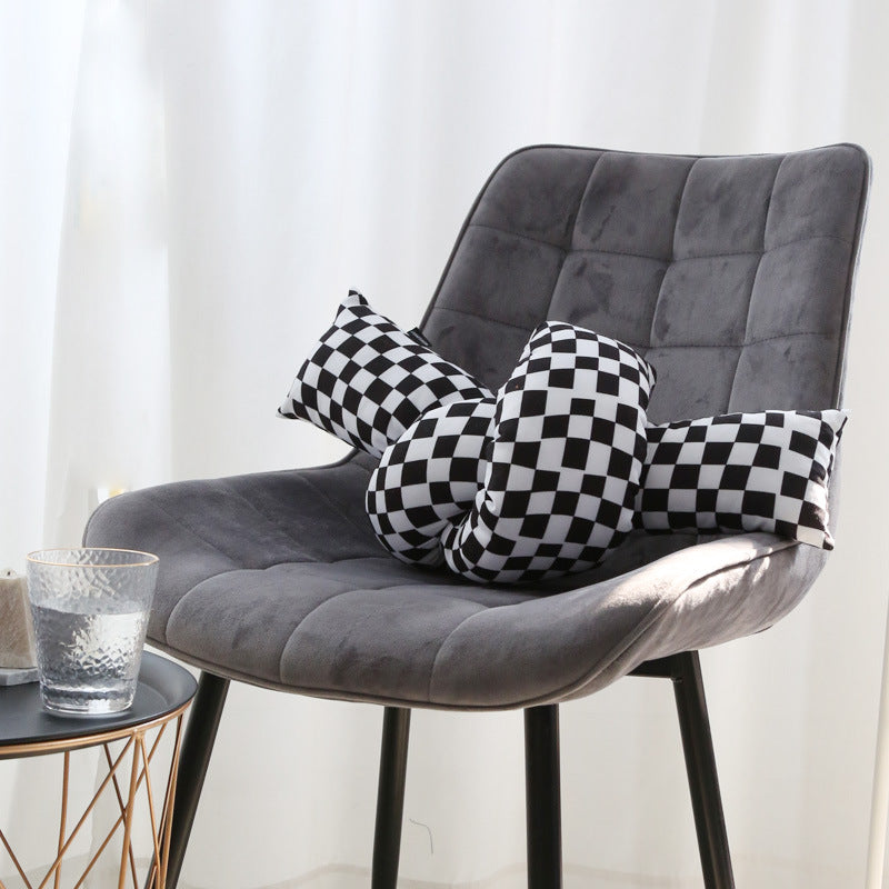 Checked Oversized Knot Pillow