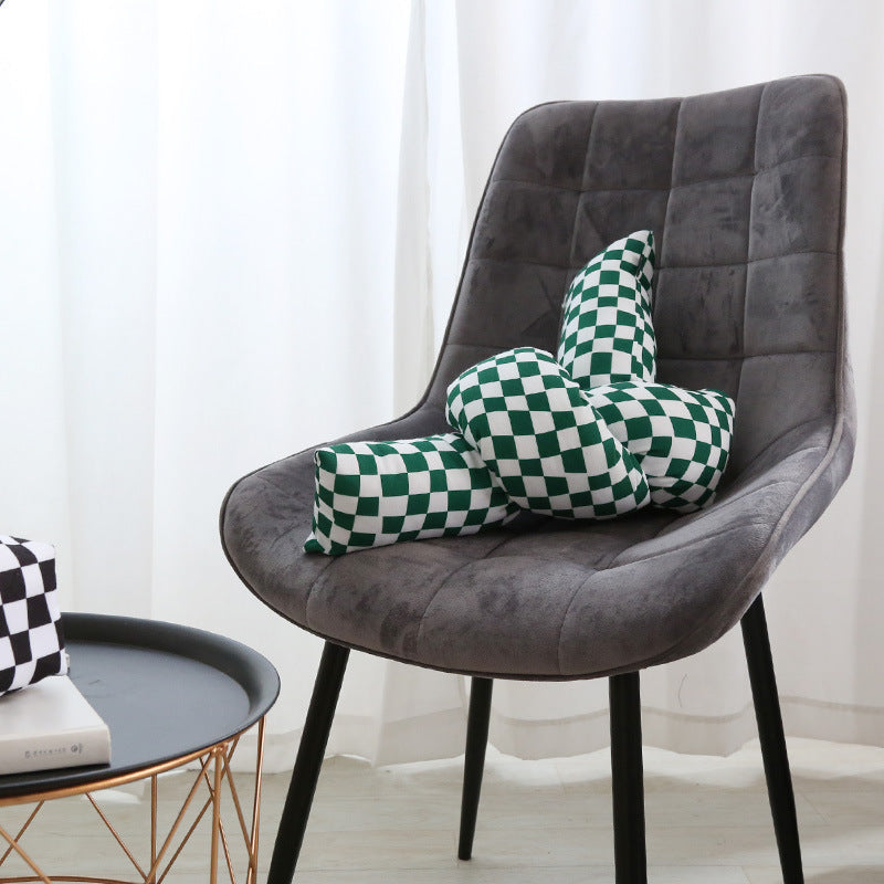 Checked Oversized Knot Pillow
