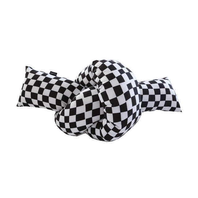 Checked Oversized Knot Pillow