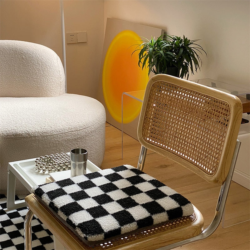 Checkerboard Diamond Seat Cushions Black