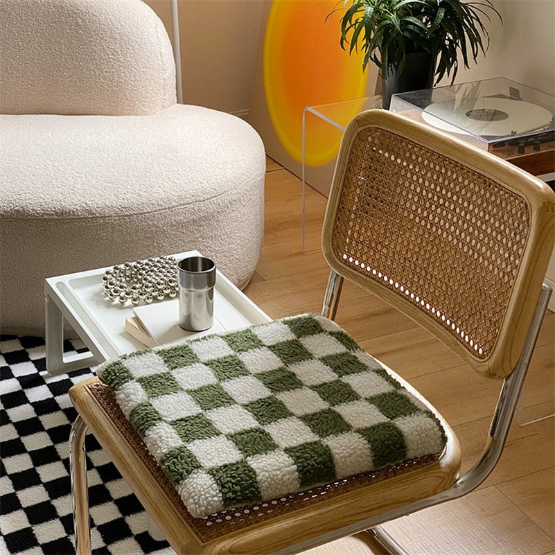 Checkerboard Diamond Seat Cushions Green