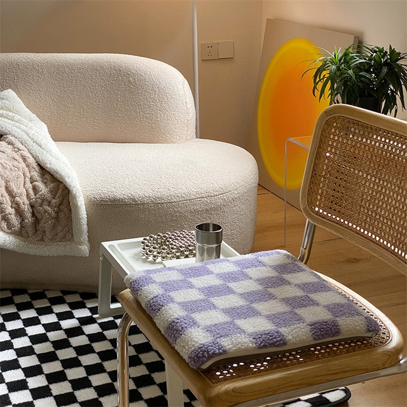 Checkerboard Diamond Seat Cushions Purple