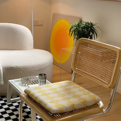 Checkerboard Diamond Seat Cushions Yellow
