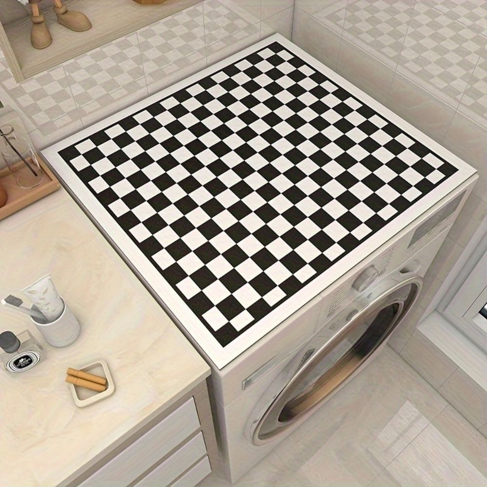 Checkerboard Washing Machine Cover Mat Monochrome Classic