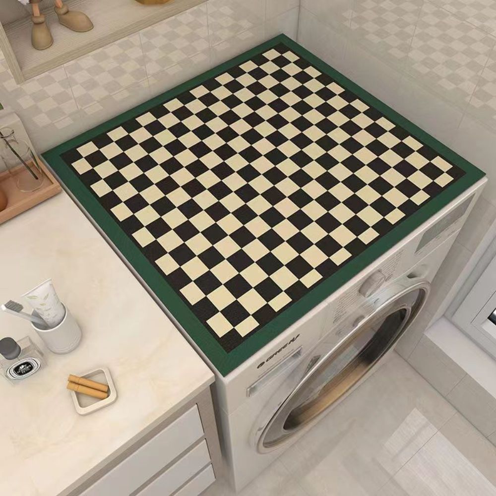 Checkerboard Washing Machine Cover Mat Forest Green