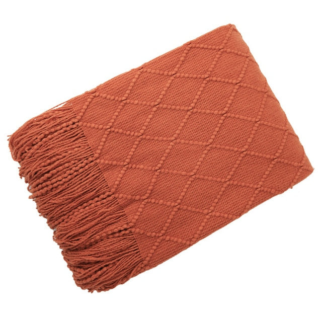 Chevron Soft Throw Blanket with Tassels Orange