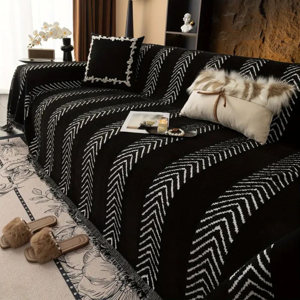 Chevron Echo Line Sofa Cover Midnight