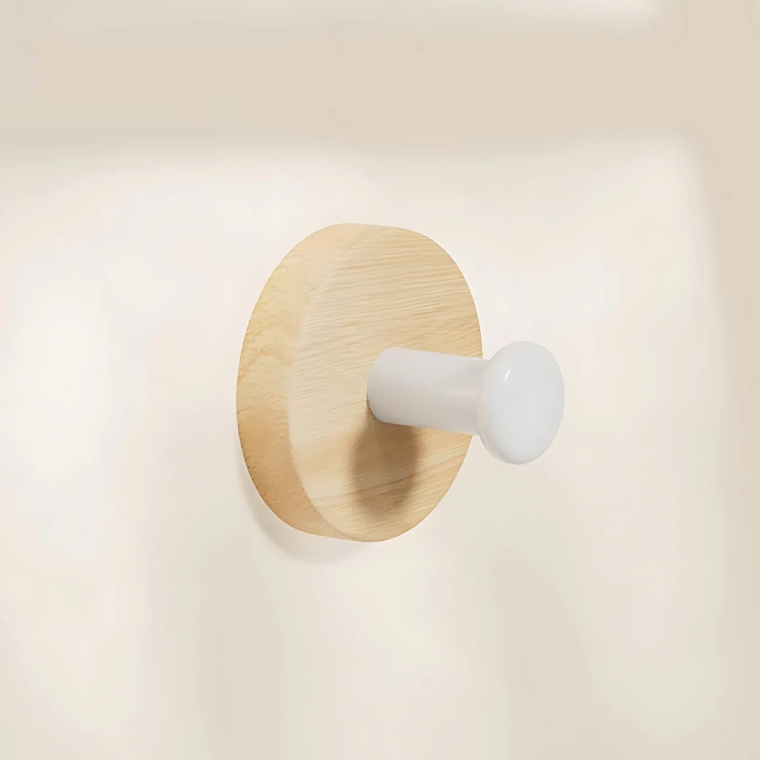 Chic Round Self-Adhesive Timber Wall Hook Piece Maple Pin
