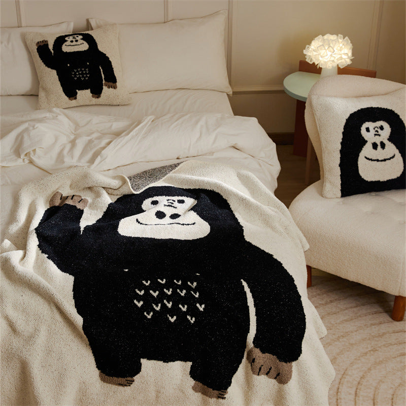 Chimpanzee Throw Blanket & Pillowcase - Hello & Face