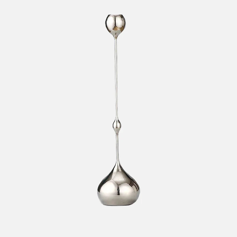 Chrome Drop Dining Candle Holder Set Silver Tall A