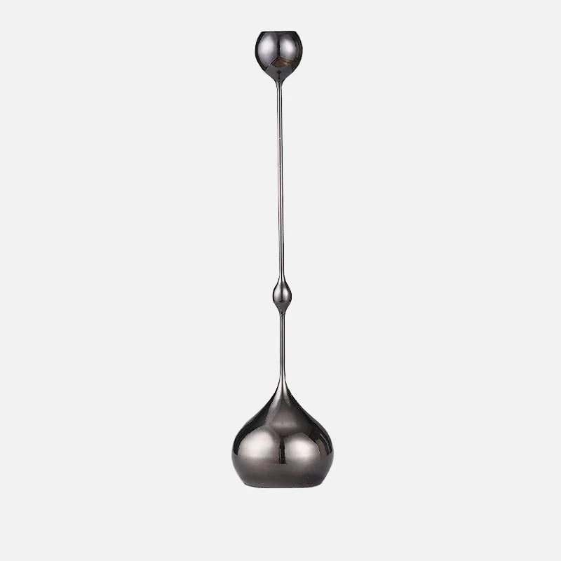 Chrome Drop Dining Candle Holder Set Black Tall B