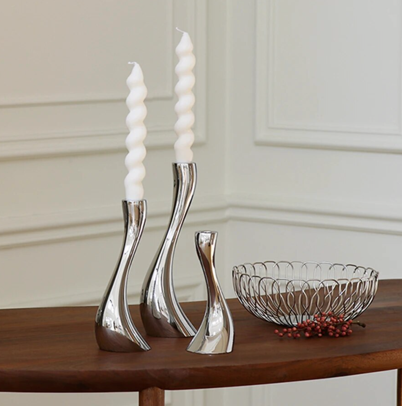 Chrome Wave Candle Holders - Final Sale