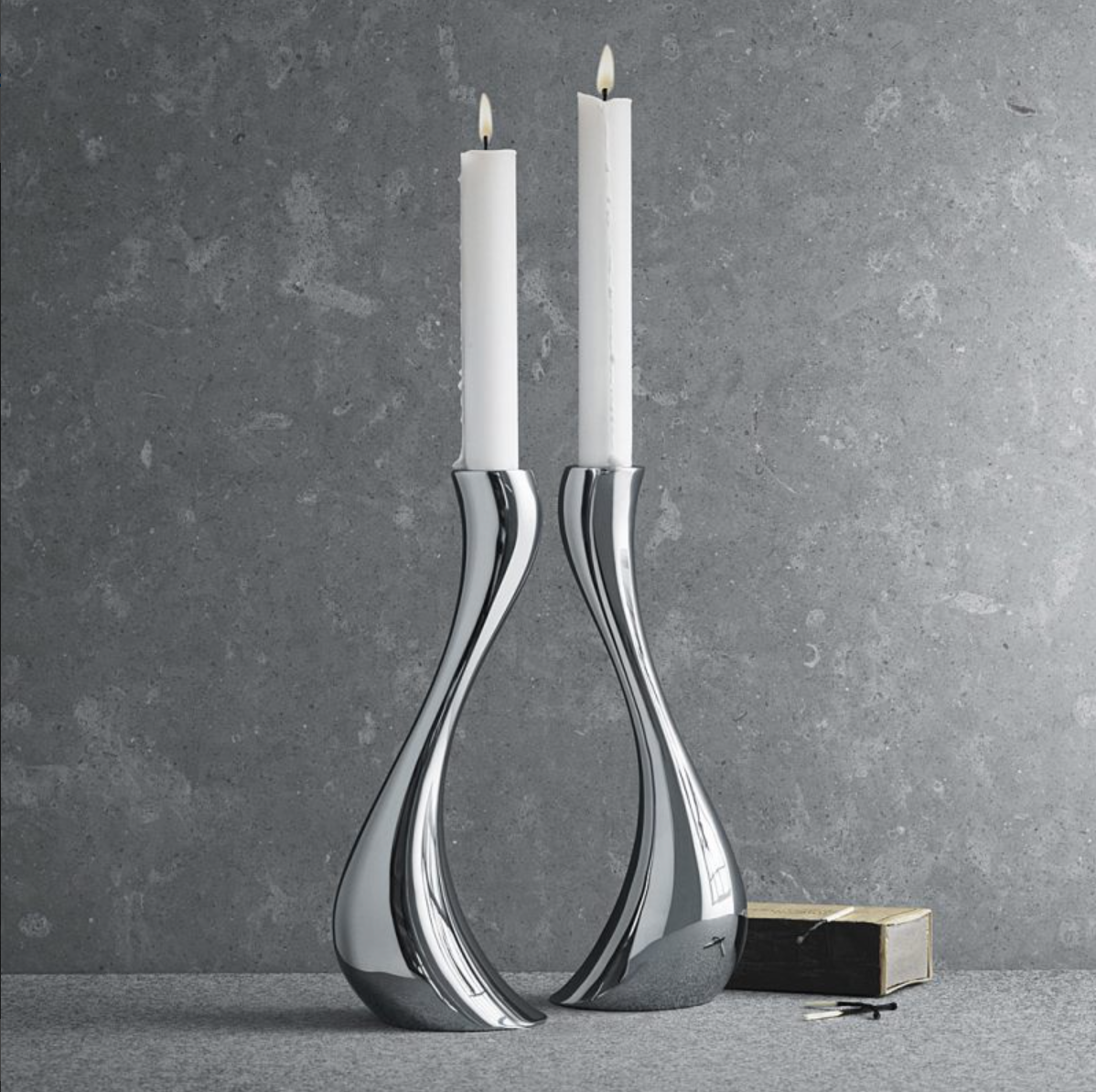 Chrome Wave Candle Holders