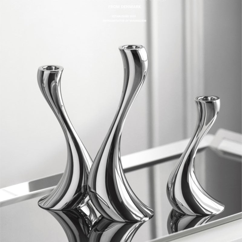 Chrome Wave Candle Holders - Final Sale