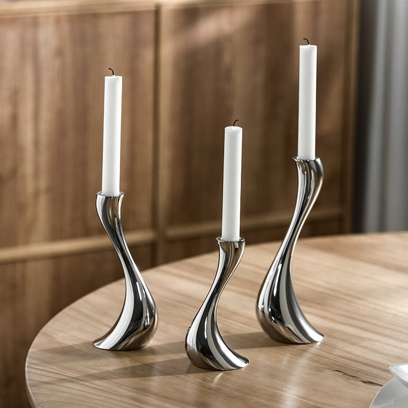Chrome Wave Candle Holders - Final Sale