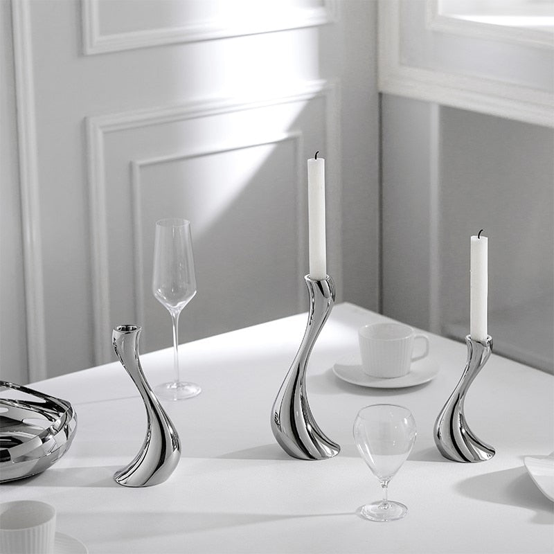 Chrome Wave Candle Holders - Final Sale
