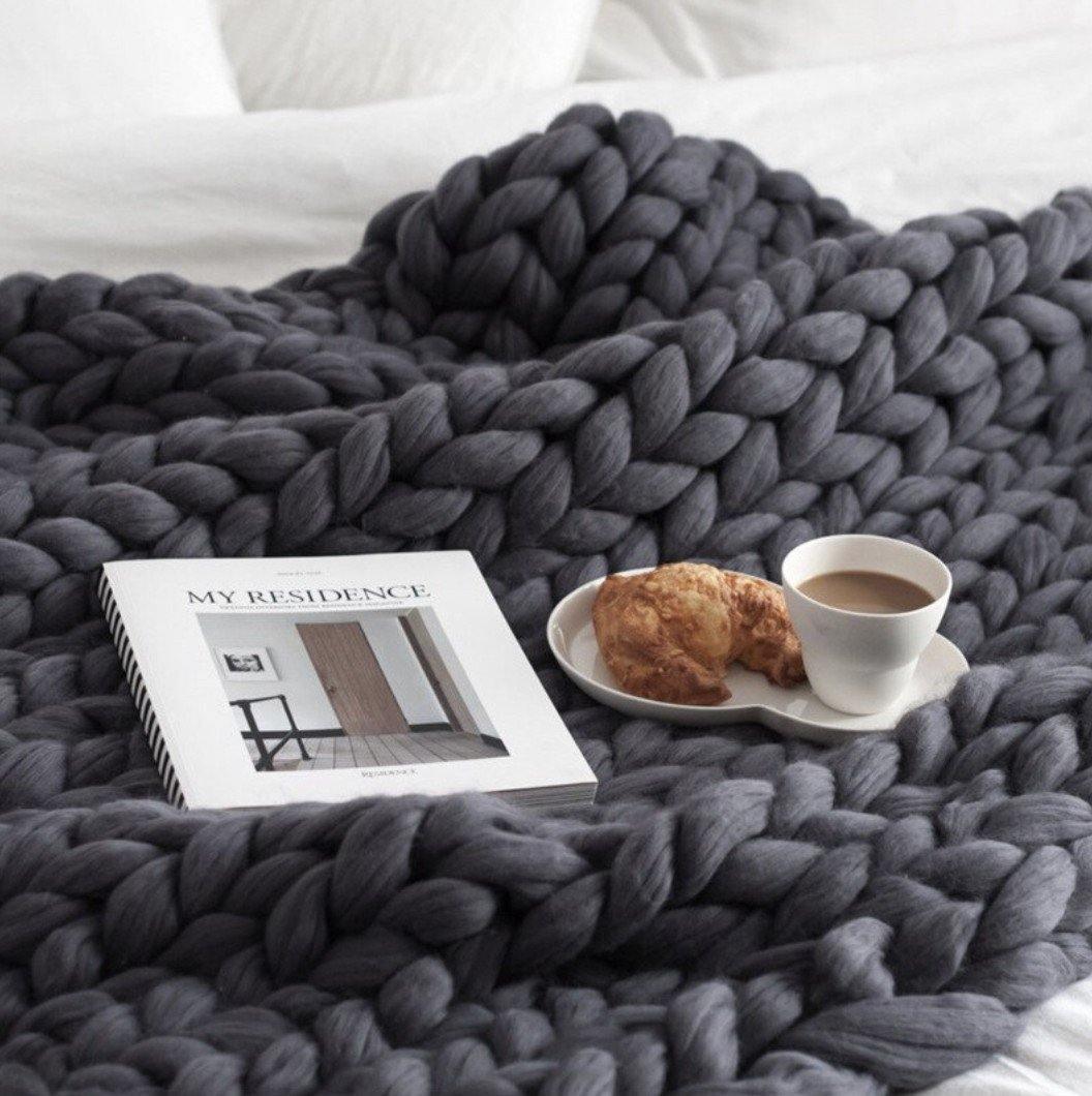 CozyCloud Knit Throw Dark Gray