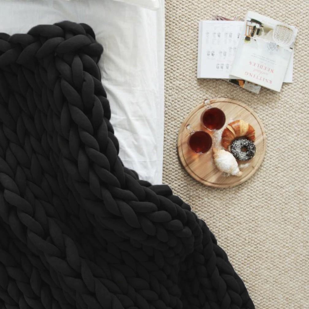 CozyCloud Knit Throw Black