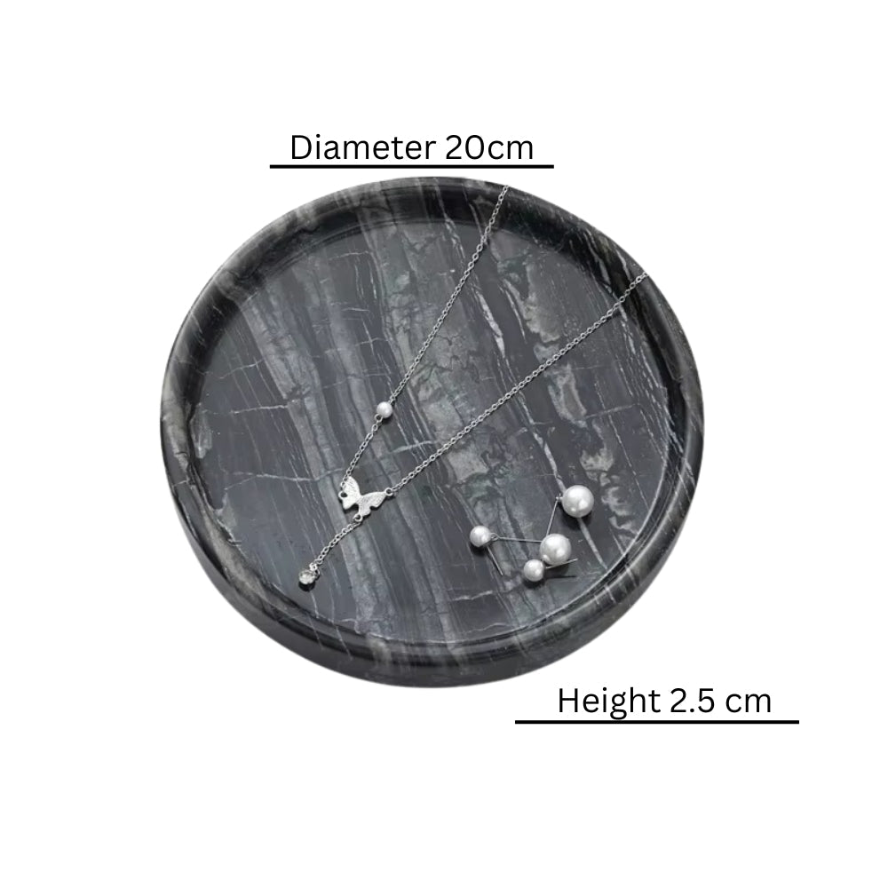 Circular Black Marble Jewelry Tray M