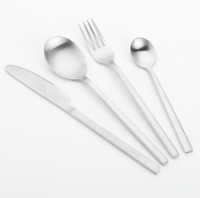Classic Cut Gold and Silver Cutlery Set Matte Silver Set