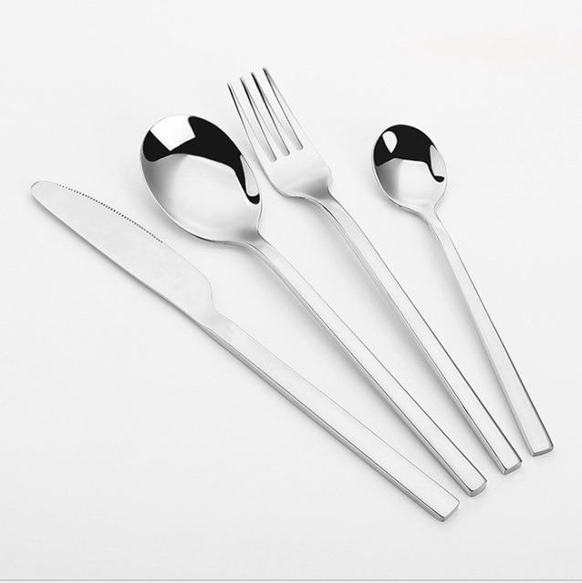 Classic Cut Gold and Silver Cutlery Set Glossy Silver Set
