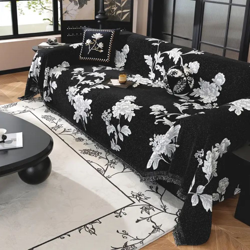 Classic Fleur Jacquard Sofa Cover Night Bloom
