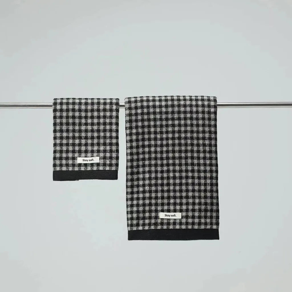 Classic Gingham Towel Set Black