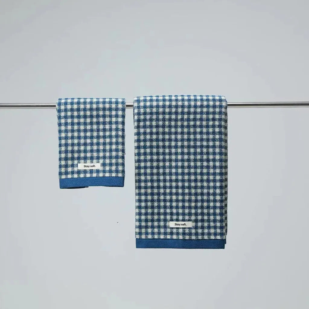 Classic Gingham Towel Set Blue