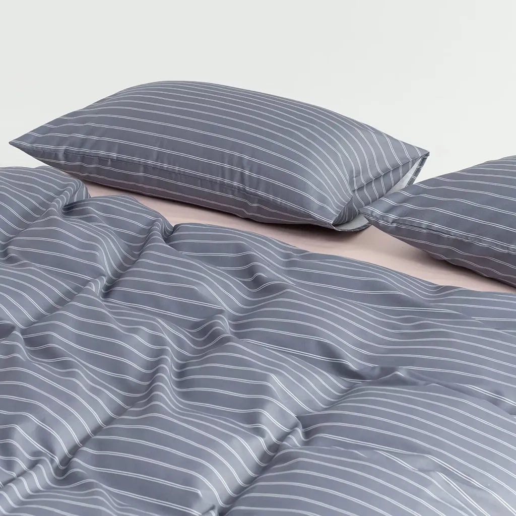 Classic Pinstripe Duvet Cover Grey